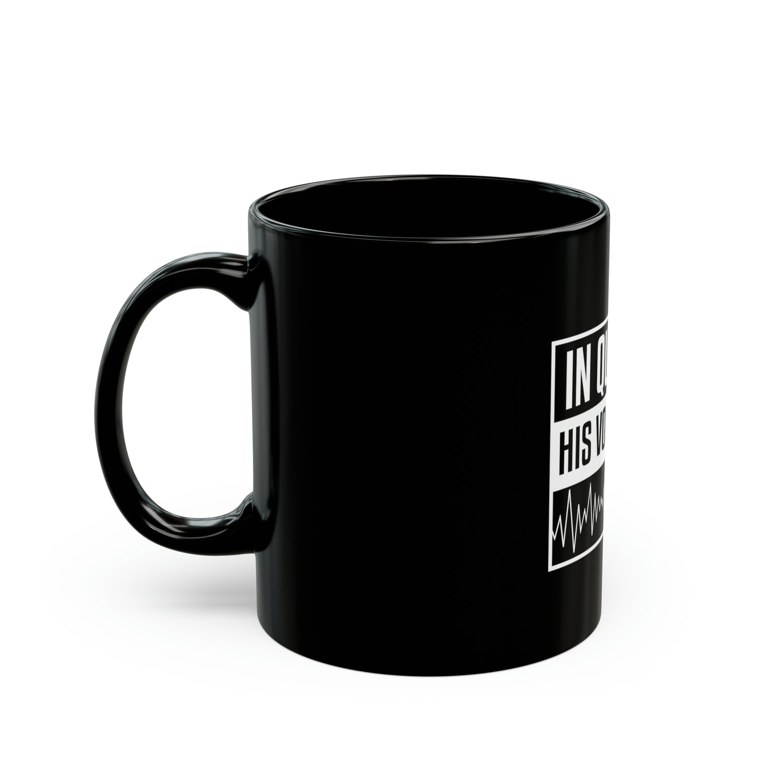 IN QUIETNESS Black Mug