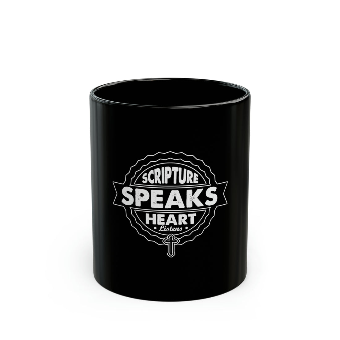 Scripture Speaks Heart Black Mug