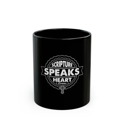 Scripture Speaks Heart Black Mug