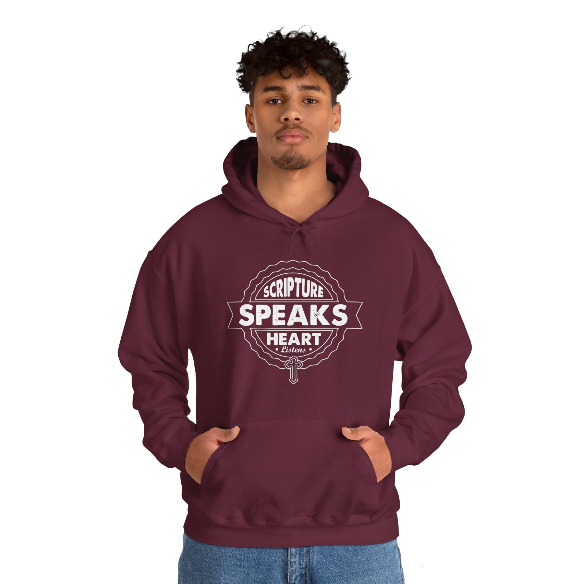 Scripture Speaks Heart Heavy Blend™ Hooded Sweatshirt