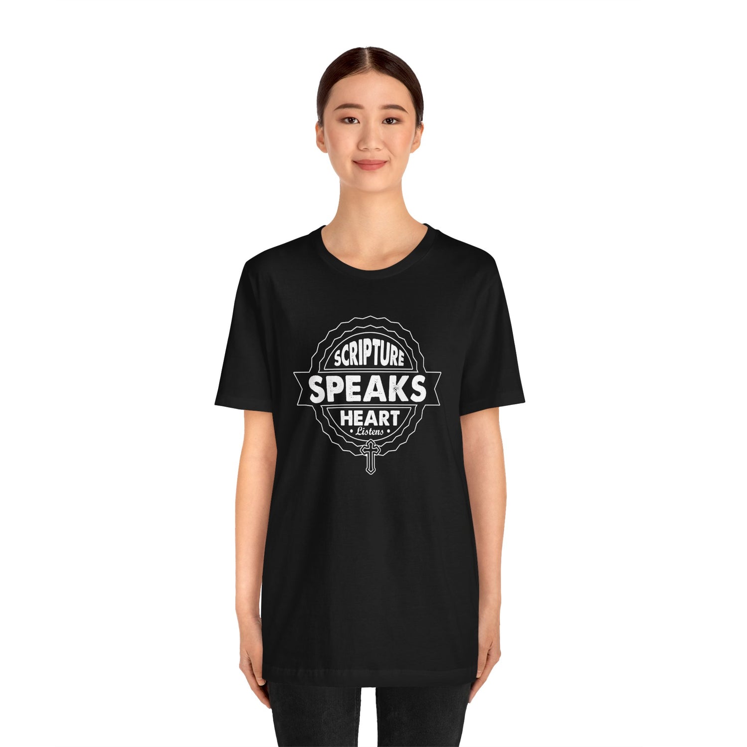 Scripture Speaks Heart Unisex Jersey Short Sleeve Tee