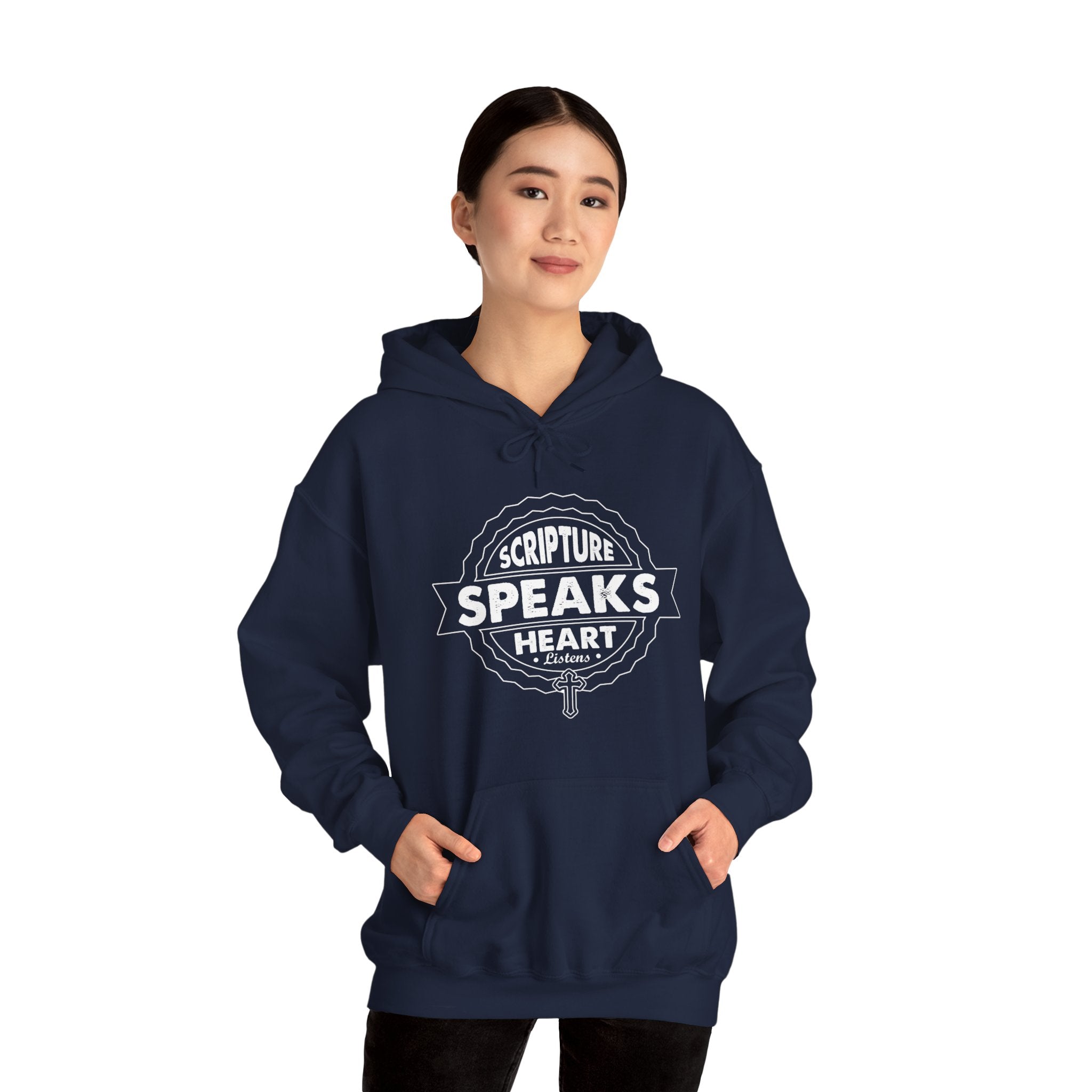 Scripture Speaks Heart Heavy Blend™ Hooded Sweatshirt