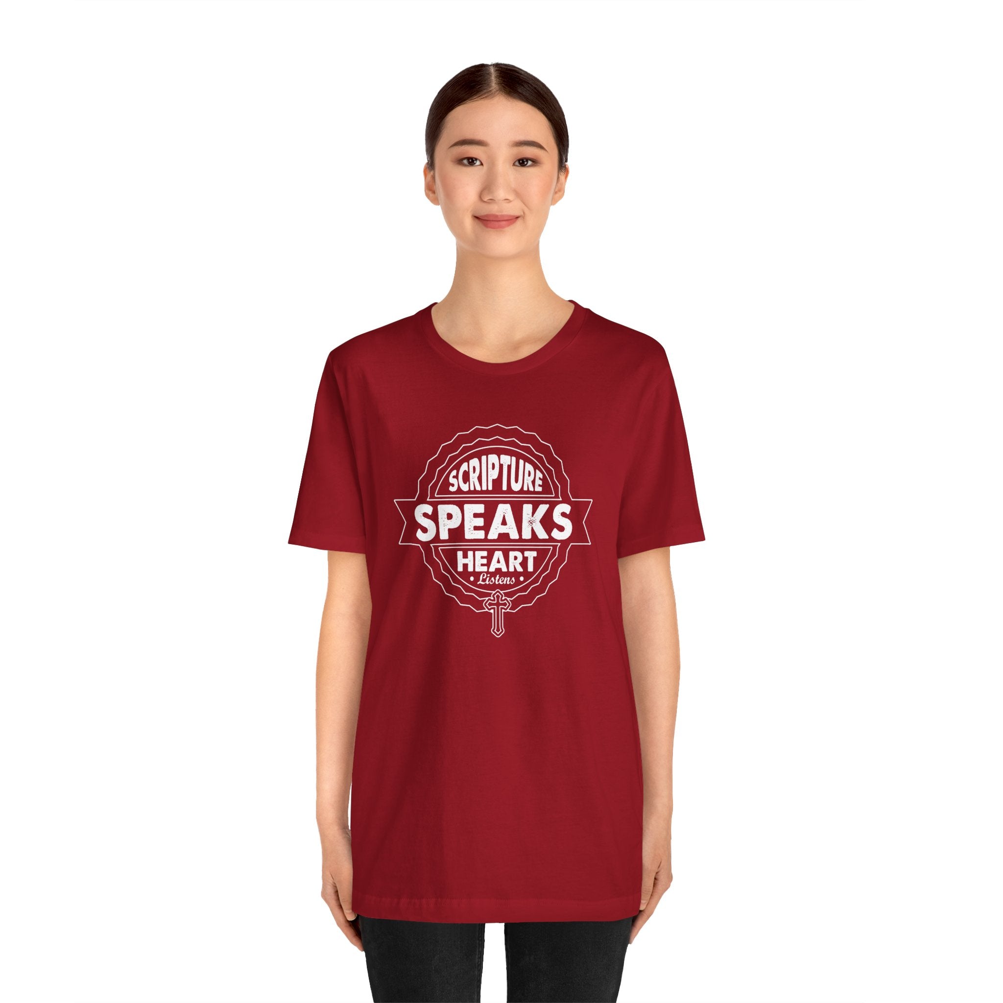 Scripture Speaks Heart Unisex Jersey Short Sleeve Tee